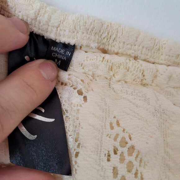 Trixxi Cream Lace High Low Dress Sleeveless Tube Top Boho Fairy Gypsy Medium - Picture 11 of 12